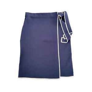 CONTEMPORAINE Simons Navy Wrap Style Midi Skirt Size M